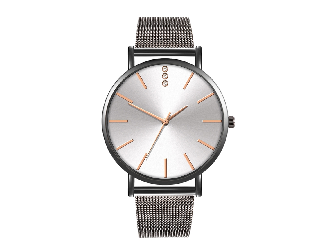 Reloj De Moda Para Parejas Con Correa De Malla Dial Redondo Cuarzo Unisex