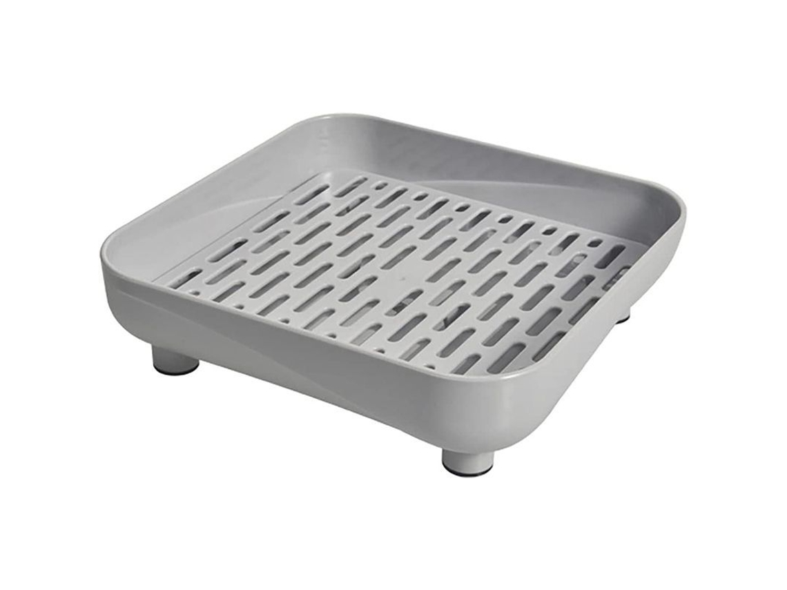 Tapete de Enxágue Nova Line, com Alça, Plegável, Plástico, para Panelas, Copos, Frutas, Legumes, Cinza | S/MARCA