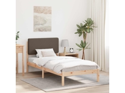 Vidaxl Estrutura de Cama com Cabeceira Estofada Cinzento acastanhado