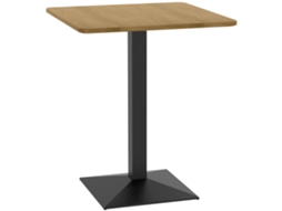 Mesa Quadrada Marrom Escura 70x70x75 Cm Para 2 Pessoas, Efeito Madeira Com Base Aço