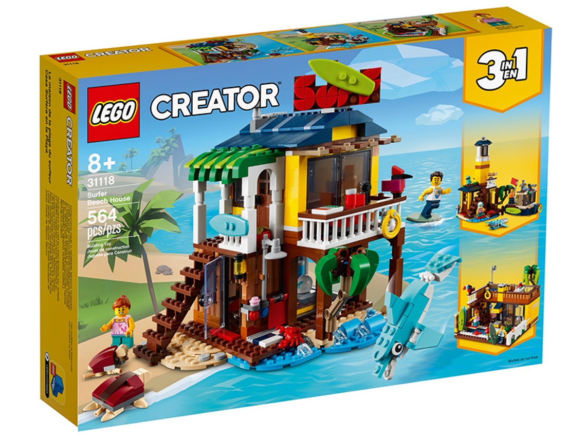LEGO Creator 3-In-1: Casa da Praia de Surfista (Idade Mínima: ‍8 - 564 Peças)