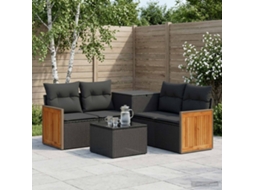 Vidaxl Conjunto De Sofás 6 Unid. Preto Rattan Poliéster E Aço