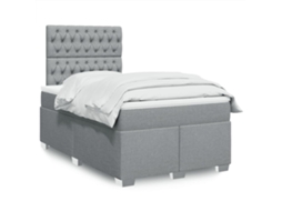 Vidaxl Cama Boxspring Com Colchão 120x190 Cm Tecido Cinzento-claro