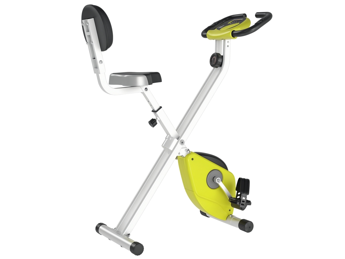 Bicicleta Ergométrica Dobrável Aço Magnética 8 Níveis, Altura Regulável, Lcd, 43×97×109cm, Amarela