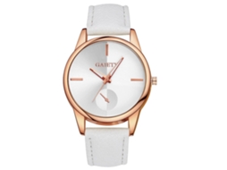 Reloj De Pulsera De Cuero Pu Gaiety Con Dial Redondo Analógico De Cuarzo (blanco)
