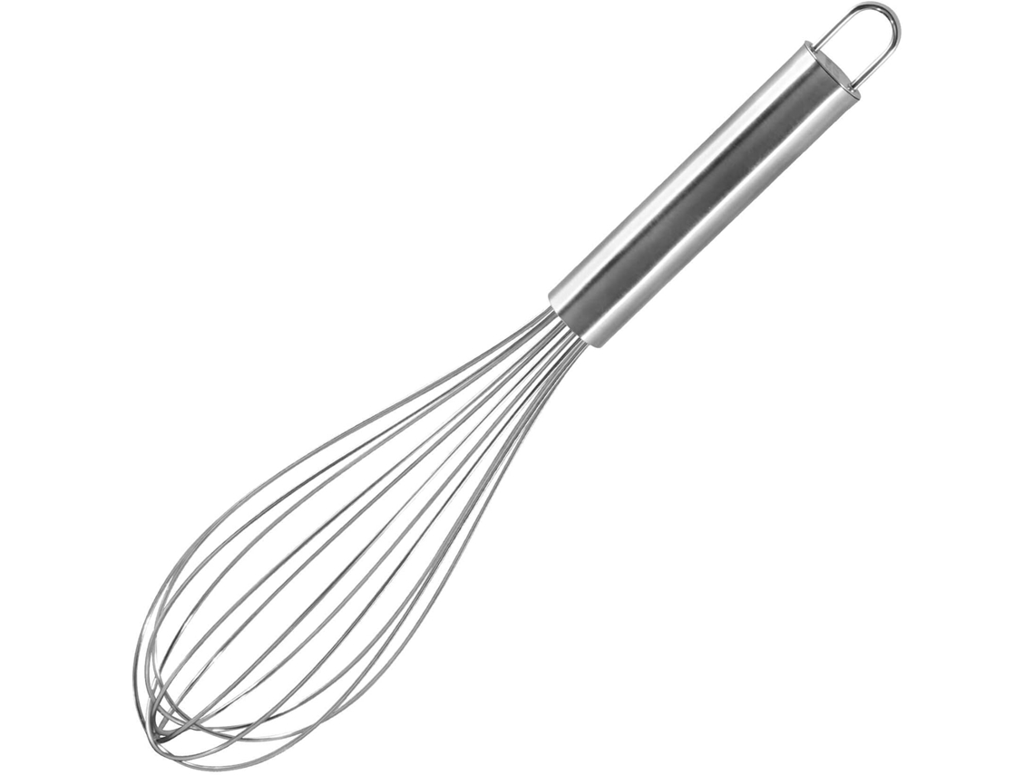 Batedor de arame - 25 cm - Batedor de arame em aço inoxidável - Batedor durável - Com fio resistente - Cor: Prata - Quantidade: 1 peça