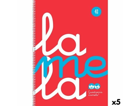 Caderno De Argolas Lamela Vermelho Din A4 80 Folhas (5 Unidades)