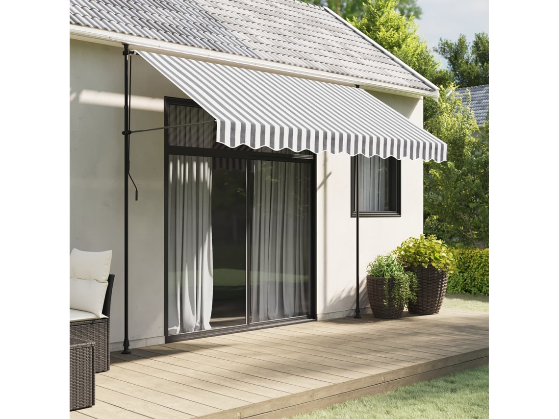 Vidaxl Tecido De Substituição Para Sanefa De Toldo 280x20 Cm Riscas Antracite/branco