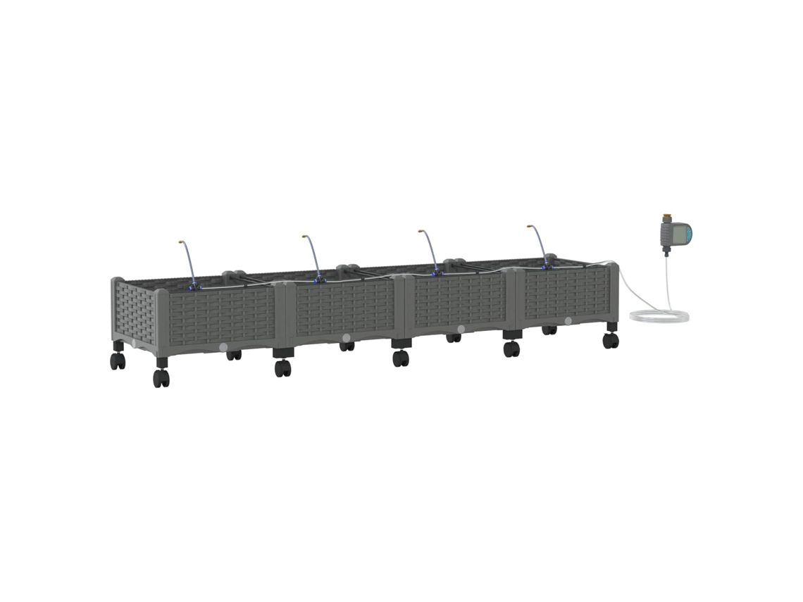 Conjunto 4 Vaso De Jardim Vidaxl Cinzento-claro Polipropileno (160 X 40 X 28 Cm)