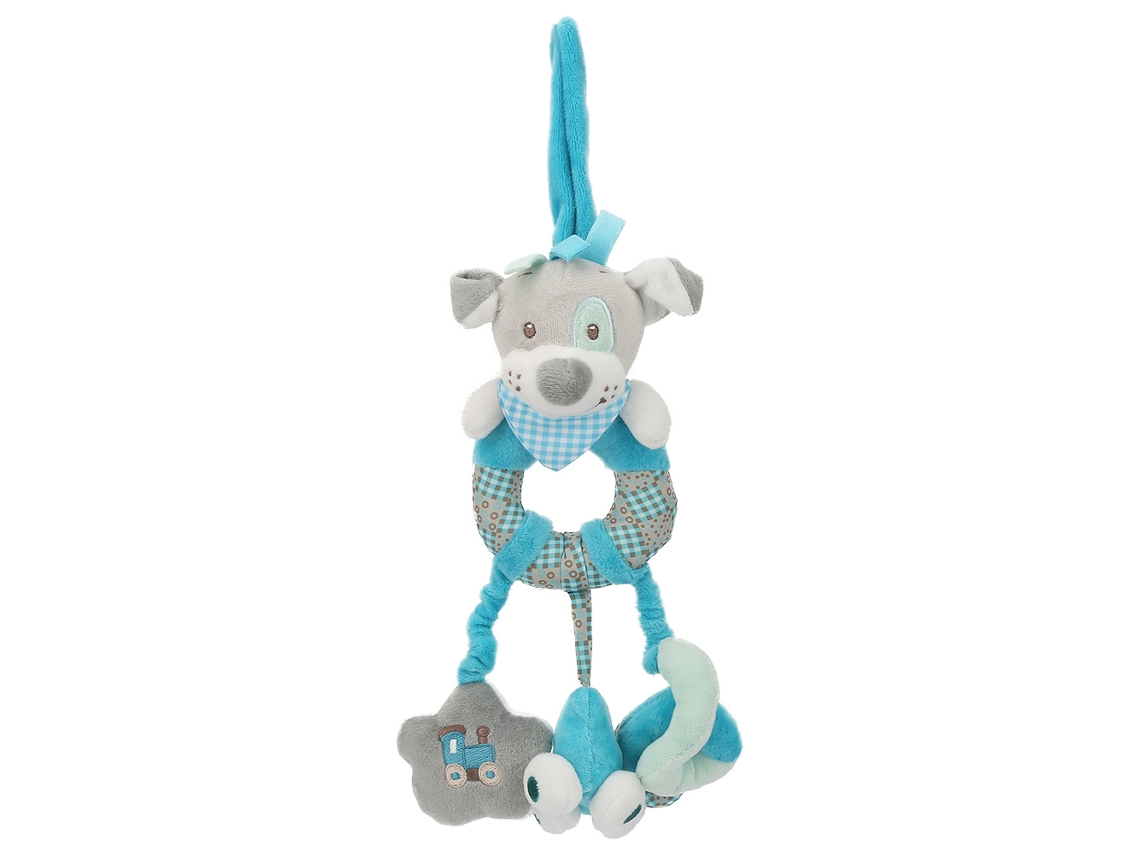 Primerox brinquedo de Pelúcia Educativo Pendurado para Berço Cadeira de Bebê Cão Azul
