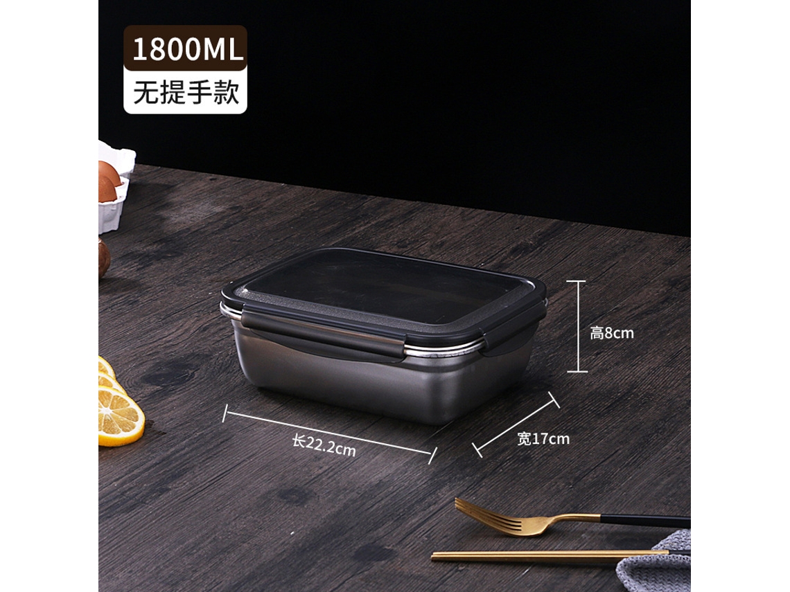 Aço Geladeira Caixa de Armazenamento Caixa Selada em Aço Inox 304 para Frutas e Vegetais Kimchi Balde Almoço Preta Caixa XLT