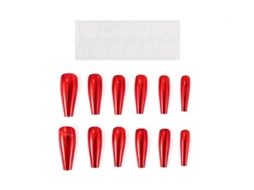 Pacote de 13 unhas autoadesivas com efeito metal vermelho