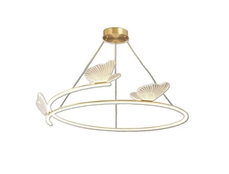 Lâmpada Borboleta Redonda de Três Núcleos Lustre Decorativo de Lâmpadas de Altura Ajustável Adequada para Sala de Estar e Quarto SLD