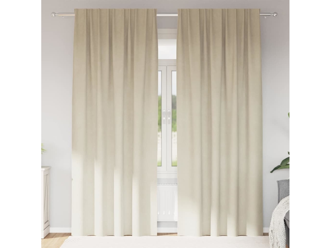 Vidaxl Cortinas Opacas 2 Pcs Creme 140 X 245 Cm Veludo