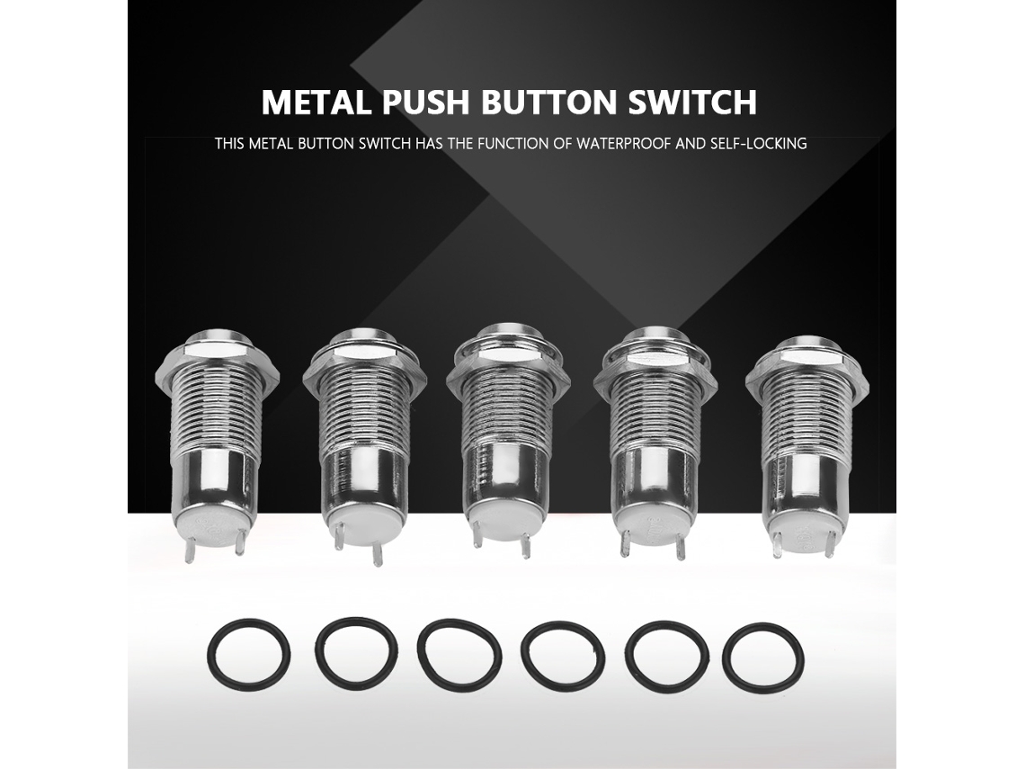 Interruptor Mini Botão Metal Auto bloqueio À Prova D'água 250v 10mm