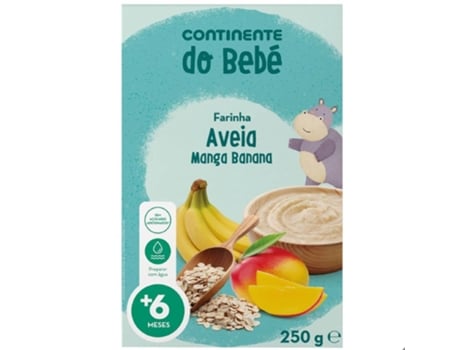 Papa Infantil Farinha Láctea Aveia Banana e Manga 6M CONTINENTE DO BEBÉ