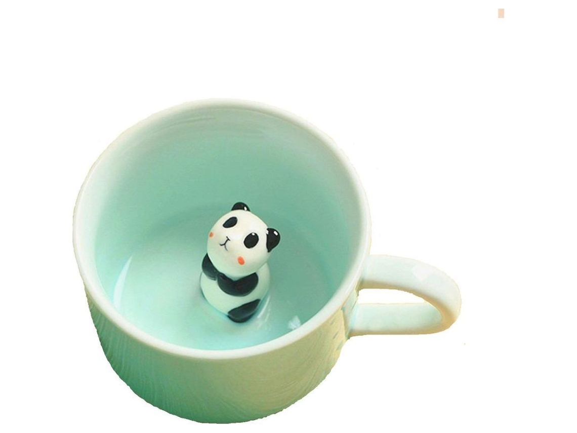 Caneca de cerâmica Rebe com adorável figura de panda em 3D, 200ml, ideal para presentear ou para uso diário.