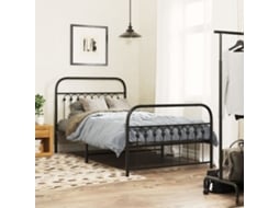 Estrutura De Cama Com Cabeceira E Pés 100x190 Cm Metal Preto