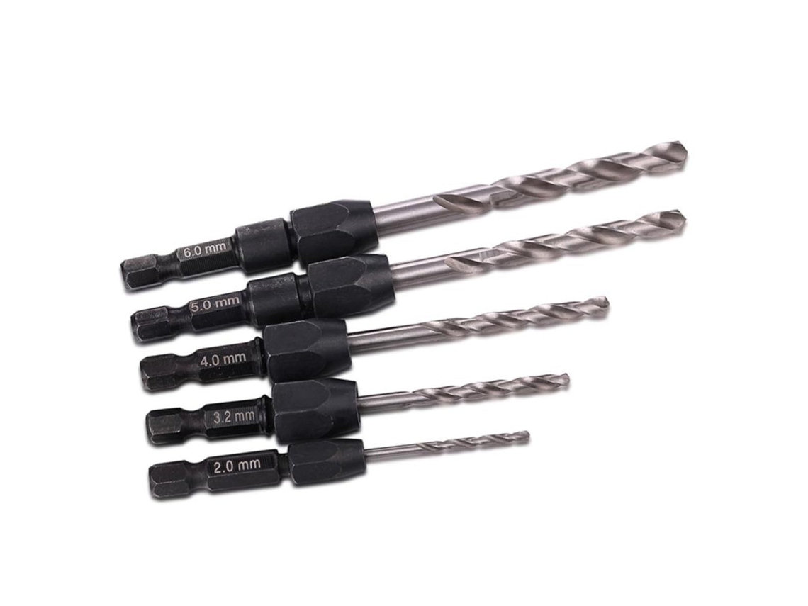 Conjunto De 5 Brocas De Aço Rápido Com Encaixe Hexagonal