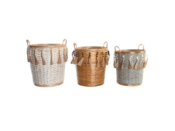 Conjunto de 3 Cestos de Bambu 44x49 36x46 Multicoloridos 49x45x54cm ALEXANDRA HOUSE LIVING