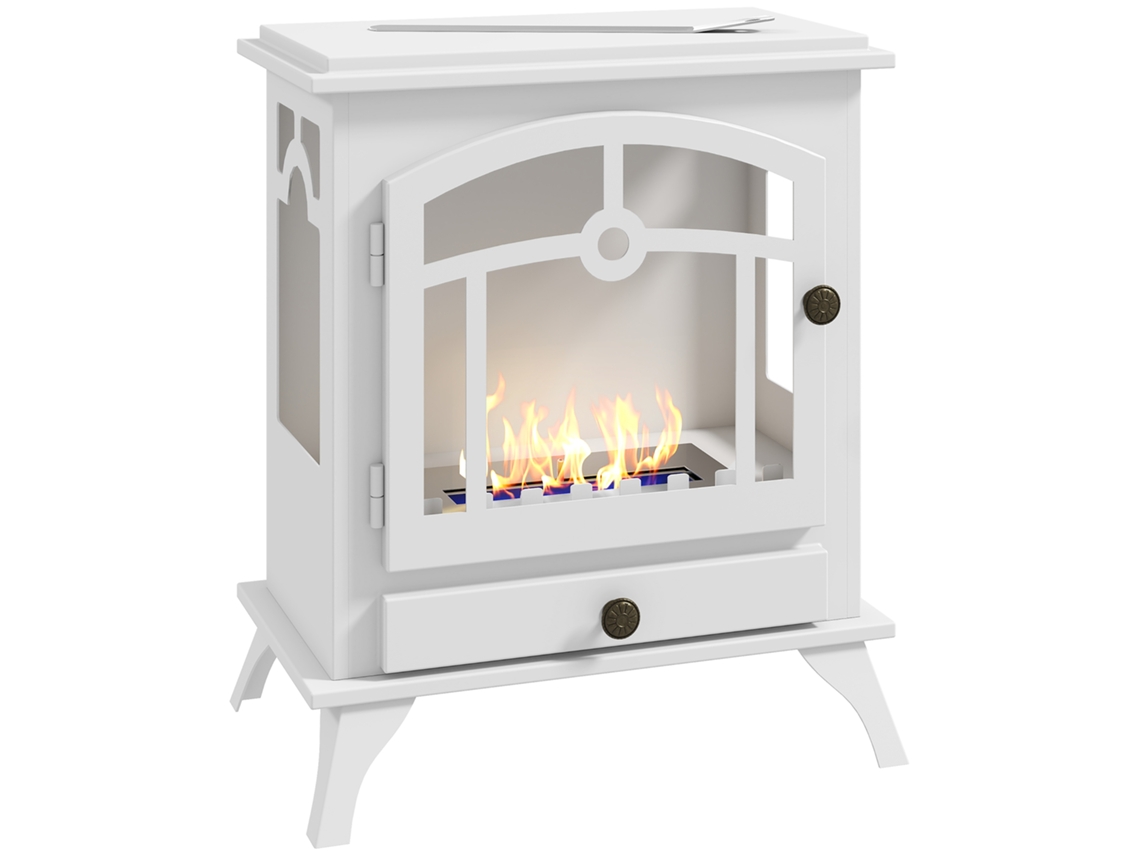 Lareira De Bioetanol Aço, Aço Inoxidável Cor Branco 45x28x54 Cm Homcom