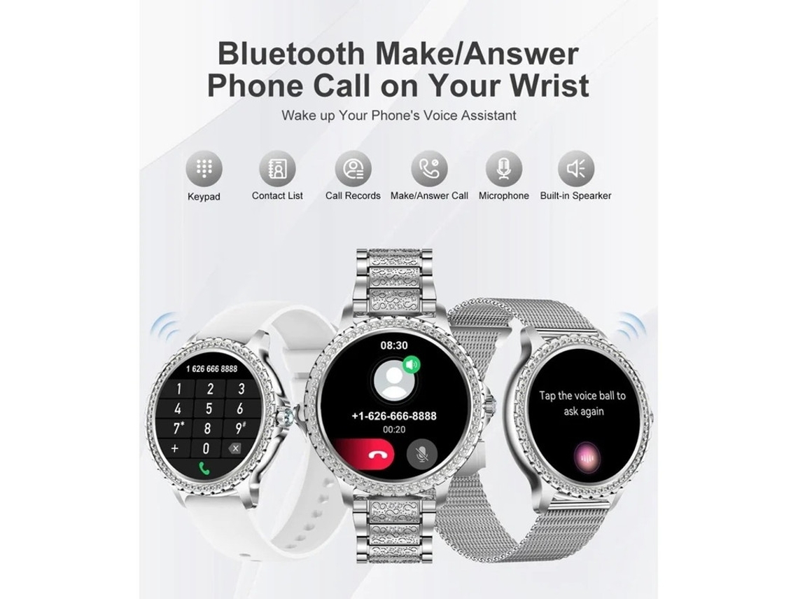 Smartwatch Feminino Chamada Bluetooth Fitness Relógio Feminino 1.32 Com Pressão Arterial/Oxigênio/Monitor De Frequência Cardíaca Pedômetro Yizhood