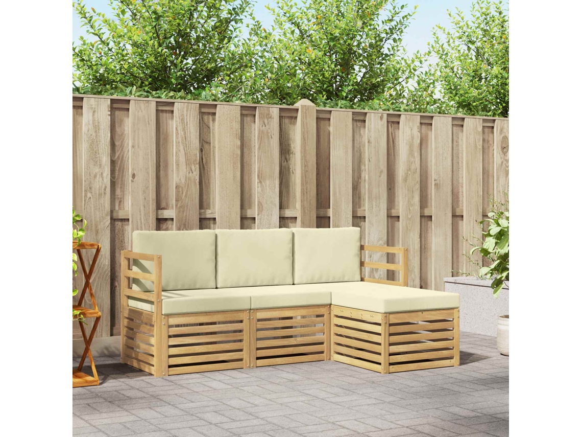 Vidaxl Conjunto De Sofás Para Exterior 4 Unid. Branco E Creme