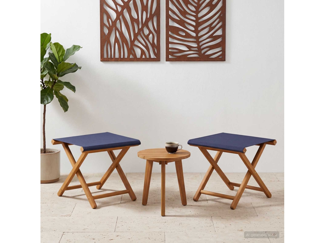Vidaxl Cadeira De Deck 2 Pcs Madeira Sólida De Eucalipto Azul