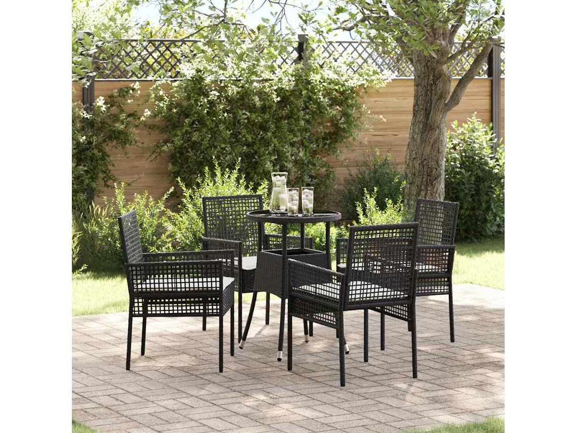 Vidaxl Conjunto De Jantar Para Jardim 5 Unid. Preto Vime Pe