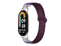 Bracelete para Xiaomi Smart Band 10/9/8 Silicone Magnético com Três Esferas em Formato de D Roxo Ameixa XIAOMOYU