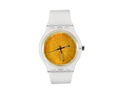 Relógio Analógico de Quartzo com Pulseira de Silicone Simples para Estudantes (dial Laranja)