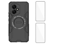 Capa Magnética Tkdaddy Para Honor 400 5g (global) Wanlonfeng Dj Series Pc Tpu Com 2 Películas De Vidro Temperado Pretas