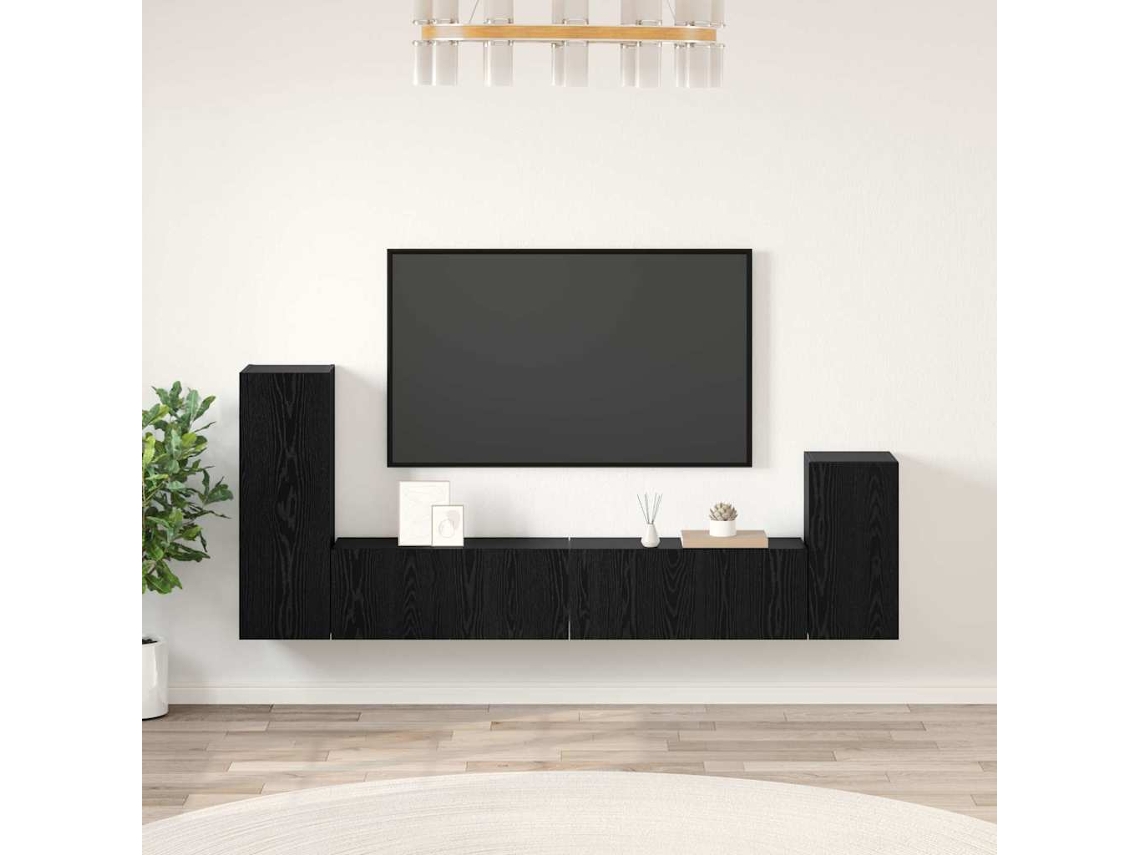 Vidaxl Gabinete De Tv De Parede Montado Na Parede 3 Pcs Carvalho Preto