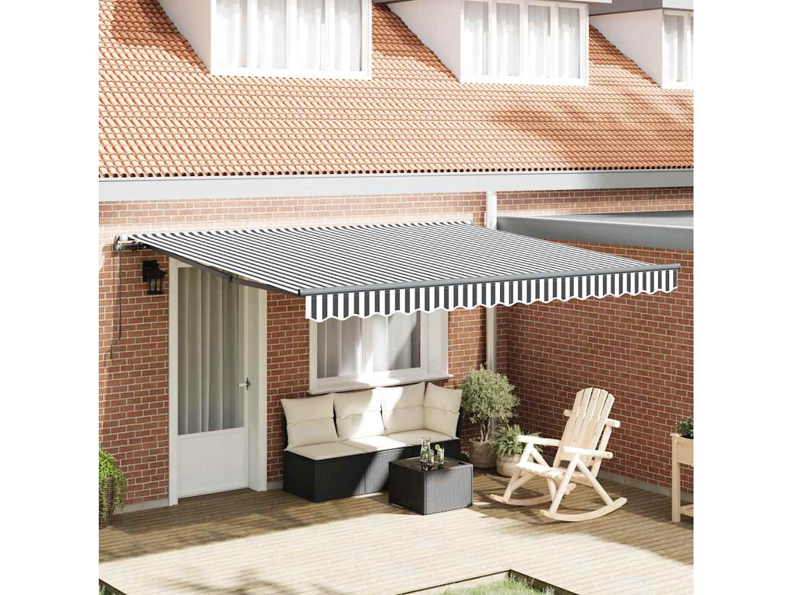 Vidaxl Toldo Retrátil Manual 400x300 Cm Antracite E Branco