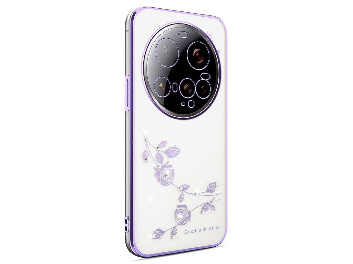 Capa Kadem Para Xiaomi 15 Ultra Com Decoração De Flores E Strass, Galvanoplastia, Capa De Tpu Roxa