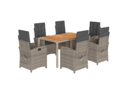 Garden Dining Set, Garden Dining Sets Vidaxl Cinzeto Rattan / Vime (mesa Com 150 Cm De Comprimento)