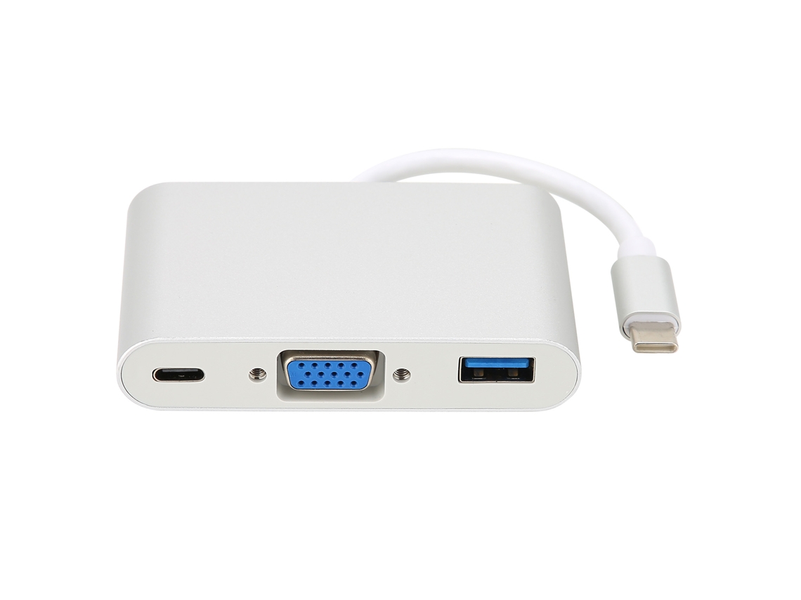 Aetheria adaptador Type C para Vga+usb3.0+pd Hub 3 em 1 Liga de Alumínio para Mouse Teclado Pen Drive