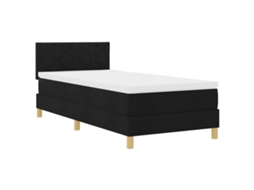 Cama Box Spring Led com Colchão Preto 90x200 cm Tecido MAISON EXCLUSIVE