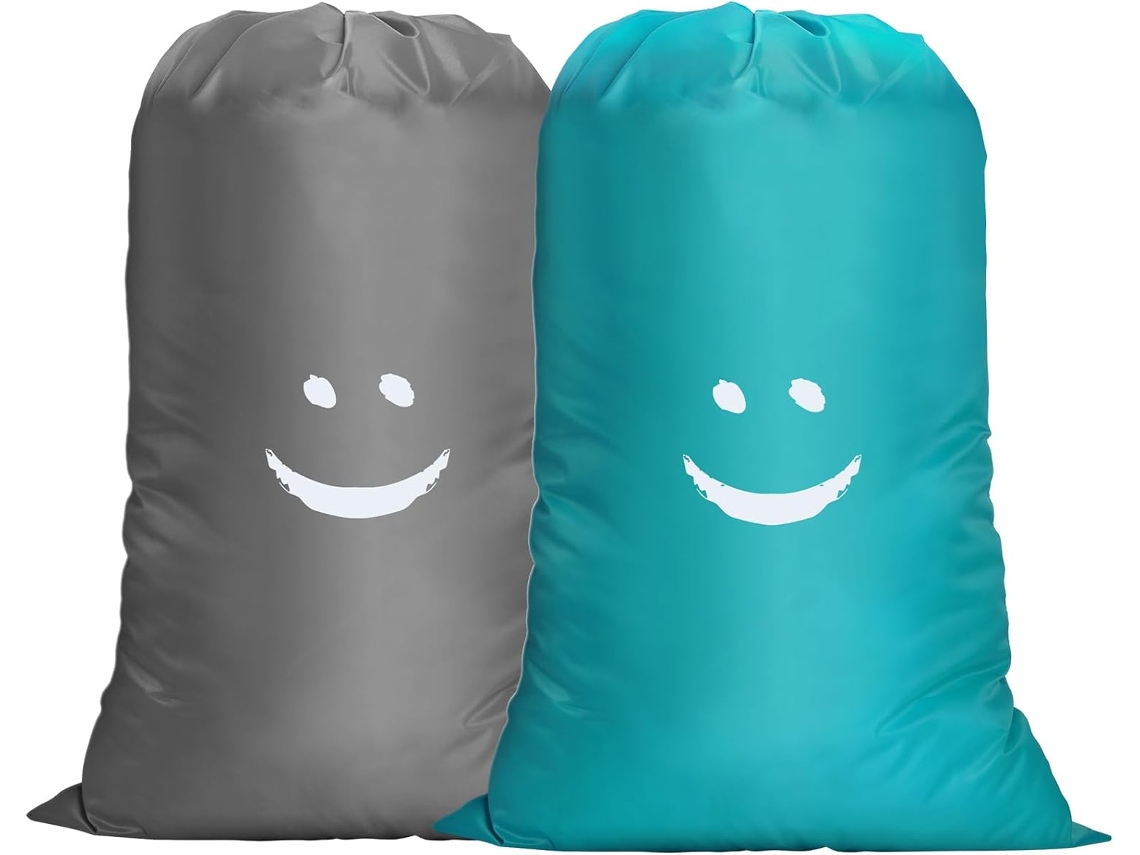 Conjunto de 2 sacos roupa suja grandes 120l com cordão e estampa BRILVIBERA