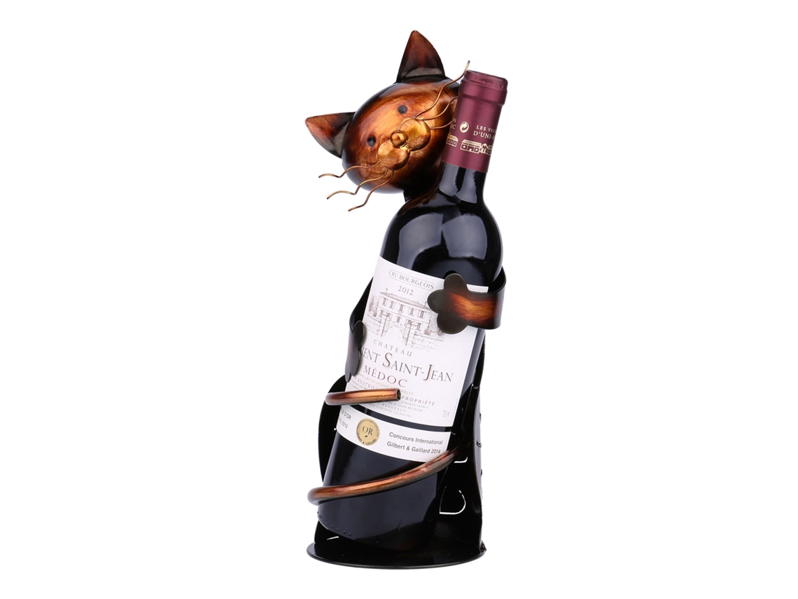 Prateleira de Vinho Decorativa Gato Metal