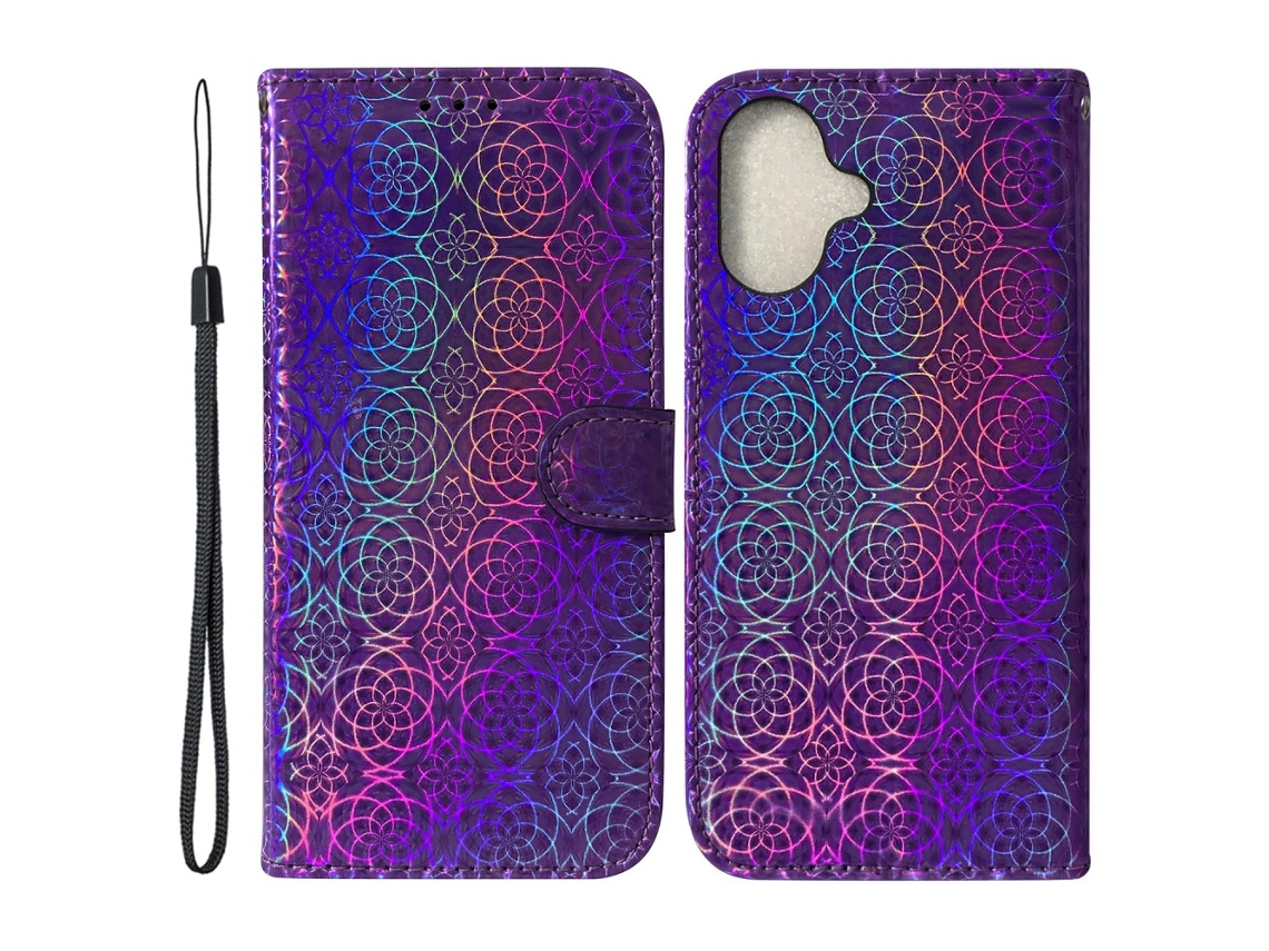 Capa Em Couro Pu, À Prova De Quedas Para Apple Iphone 16 Roxo