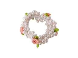 2 Gomas De Pelo Com Pérolas E Flores Elásticas Para Mulheres E Meninas Acessórios De Cabelo 3 Rosa