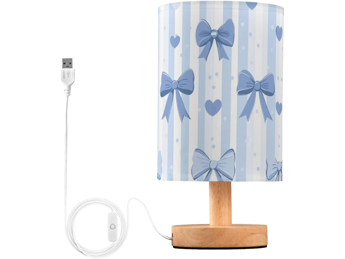 Abajur De Cabeceira Listrado Azul Kcldeci Para Quarto, Estilo Fazenda, Mesa De Cabeceira, Luminária De Mesa Para Sala