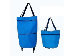 Sacola de Compras Dobrável com Rodinhas, Reutilizável, Ecológica, Carrinho de Compras, Bolsa Grande Dobrável GOKOCO (azul)