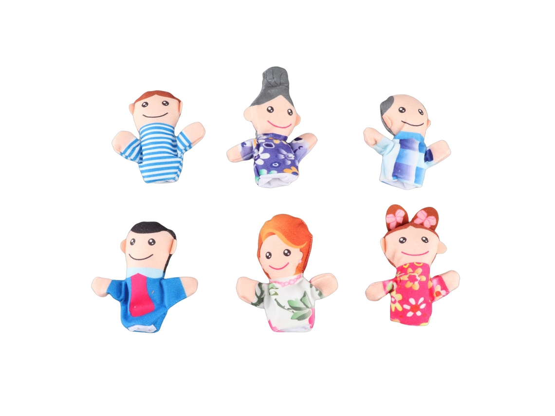 Ats conjunto de 6 Marionetas de Dedo de Peluche Familia Cute, Accesorios para Historias para Maestros Y Padres