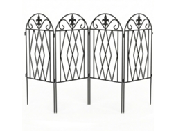 Conjunto de 4 Cercas de Jardim PONTOCASA, 125x56 cm, Arqueadas, Resistentes, Preto