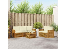 Vidaxl Conjunto De Sofás Para Exterior 6 Unid. Natural E Creme