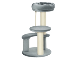 Árvore Para Gatos Com 2 Postes De Sisal Natural Para Arranhar, 3 Plataformas De Corda Para Escalada, Dimensões: Ø 40 X 65 Cm (altura), Cinza