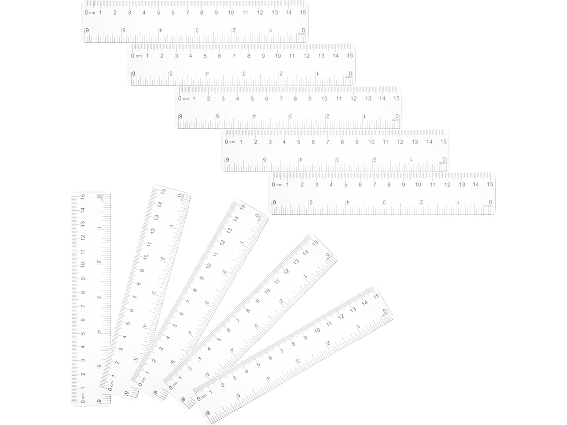 Conjunto de 10 réguas multifuncionais transparentes em plástico ABS para mesa e corte, ferramentas versáteis para
