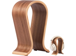 Suporte De Mesa Para Fones Ouvido Em Formato Arco, Feito De Madeira Nogueira, Com Armazenamento Universal Para Fones De